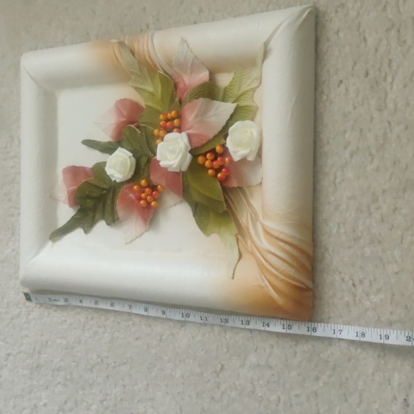 Vintage Leather Floral Wall Art Handmade 3D Flower Design Frame Art - Picture 7 of 8